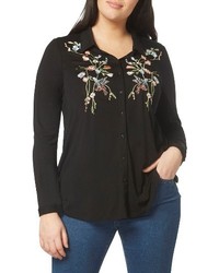 Evans Plus Size Embroidered Jersey Shirt