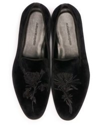 Alexander McQueen Embroidered Velvet Loafers