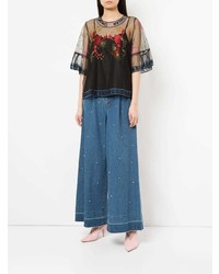 Muveil Embroidered Mesh Blouse