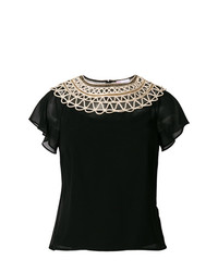 RED Valentino Embroidered Neck Blouse