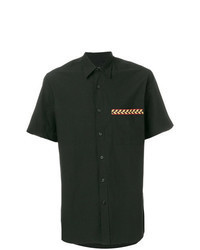Black Embroidered Short Sleeve Shirt
