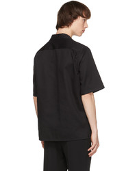 Alexander McQueen Black Gabardine Logo Short Sleeve Shirt