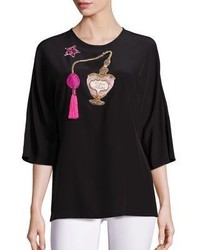 Dolce & Gabbana Embroidered Crepe De Chine Blouse