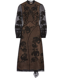 Erdem Brianna Embroidered Silk Blend Organza And Swiss Dot Tulle Dress Black