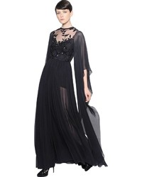 Elie Saab Embroidered Silk Georgette Dress