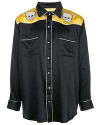 Lost Daze Embroidered Skull Silk Shirt