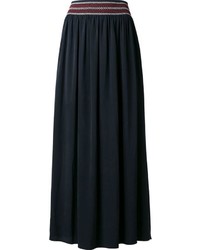 Black Embroidered Silk Skirt