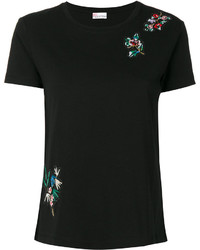 Black Embroidered Silk T-shirt