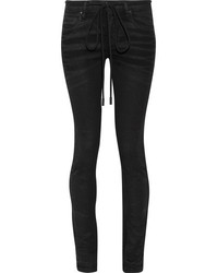 Off-White Embroidered High Rise Skinny Jeans Black