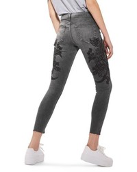 Topshop Jamie Sketch Embroidered Skinny Jeans