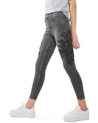 Topshop Jamie Sketch Embroidered Skinny Jeans