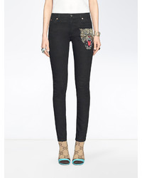 Gucci Angry Cat Embroidered Denim Pant