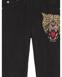 Gucci Angry Cat Embroidered Denim Pant