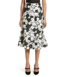 St. John Collection Floral Embroidered Flared Skirt