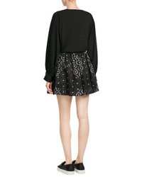 Marco De Vincenzo Embroidered Cotton Eyelet Skirt