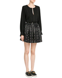 Marco De Vincenzo Embroidered Cotton Eyelet Skirt