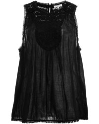 Black Embroidered Sleeveless Top