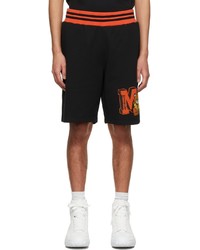 Black Embroidered Sports Shorts