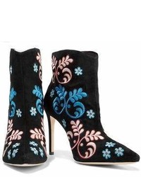 Isa Tapia Alondra Embroidered Suede Ankle Boots