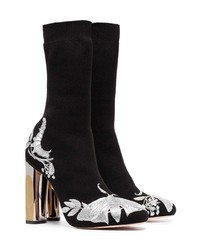 Alexander McQueen Black 105 Embroidered Sock Boots