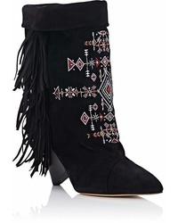 Isabel Marant Lesten Embroidered Suede Boots