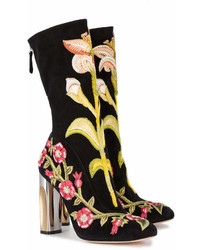 Alexander McQueen Medieval Embroidered Boots With Bicolour Sculpted Heel