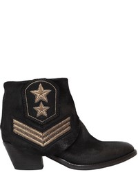 Elena Iachi 50mm Military Embroidery Suede Boots