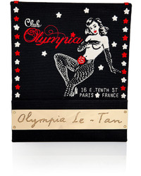 Olympia Le-Tan Embroidered Club Olympia Clutch In Black