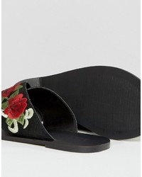 Asos Folklore Suede Embroidered Sliders
