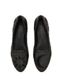Alexander McQueen 10mm Star Moon Embroidered Calf Loafers