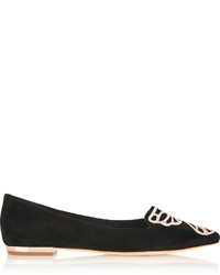 Sophia Webster Bibi Butterfly Embroidered Suede Point Toe Flats