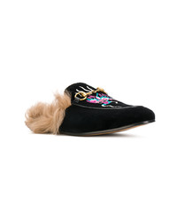Gucci Dragon Embroidered Princetown Slippers