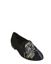 Dragon Embroidered Suede Loafers