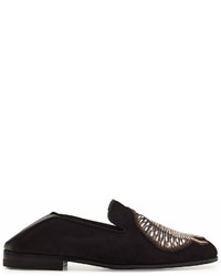 Alexander McQueen Embroidered Suede Loafers