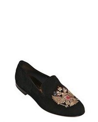 Insignia Embroidered Suede Loafers