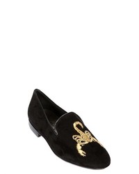 Scorpion Embroidered Suede Loafers