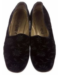 Saint Laurent Yves Velvet Embroidered Loafers