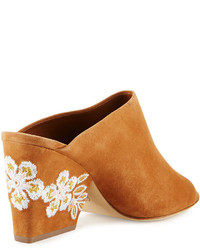 Tory Burch Embroidered Suede 95mm Mule