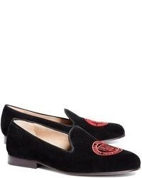 Black Embroidered Suede Shoes