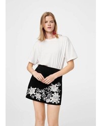 Mango Embroidery Suede Skirt