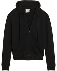 Vetements Cropped Embroidered Cotton Blend Hooded Sweatshirt Black