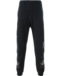 Alexander McQueen Rose Embroidery Track Pants