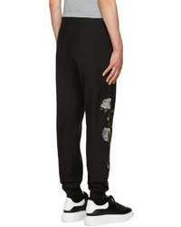 Alexander McQueen Black Floral Embroidered Lounge Pants