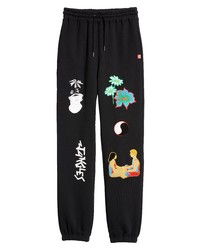 JUNGLES Connection Chenille Applique Joggers In Black At Nordstrom