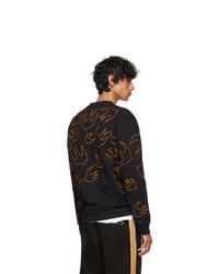 McQ Alexander McQueen Black And Orange Embroidered Swallow Sweatshirt
