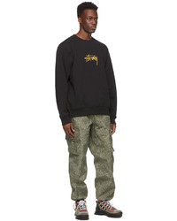 Stussy Black Gold Embroidered Stock Sweatshirt