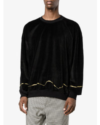 Haider Ackermann Clerck Black Velour Sweatshirt With Gold Detail