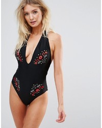 Wolfwhistle Wolf Whistle Embroidered Plunge Swimsuit B F Cup