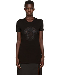 Versace Black Embroidered T Shirt