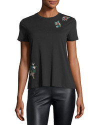 RED Valentino Redvalentino Cotton T Shirt W Embroidered Flower Patches